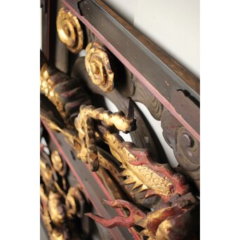 寺院彫刻金彩木彫欄間 龍 2枚1組　R0373 