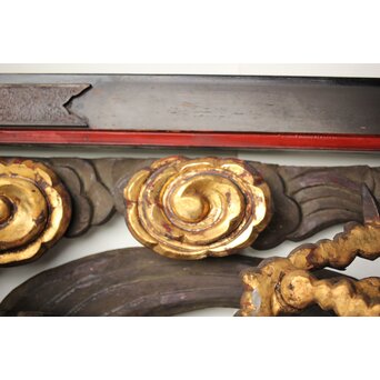 寺院彫刻金彩木彫欄間 龍 2枚1組　R0373 