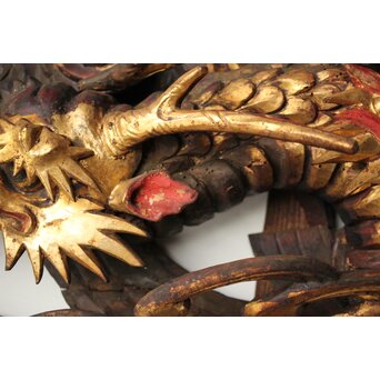寺院彫刻金彩木彫欄間 龍 2枚1組　R0373 