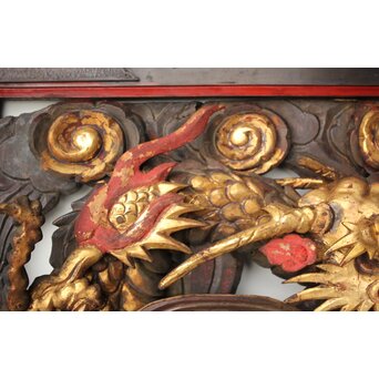 寺院彫刻金彩木彫欄間 龍 2枚1組　R0373 