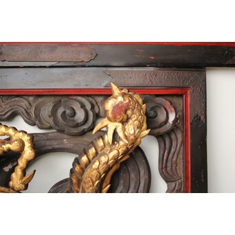 寺院彫刻金彩木彫欄間 龍 2枚1組　R0373 