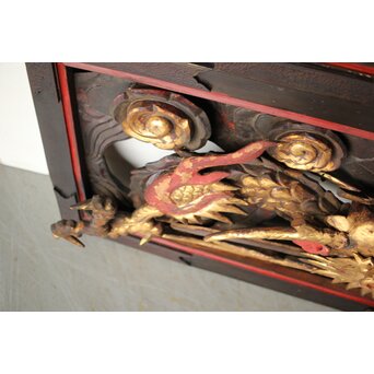 寺院彫刻金彩木彫欄間 龍 2枚1組　R0373 