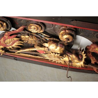 寺院彫刻金彩木彫欄間 龍 2枚1組　R0373 