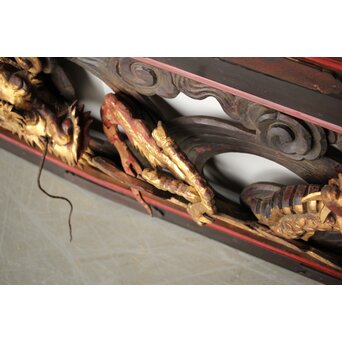 寺院彫刻金彩木彫欄間 龍 2枚1組　R0373 