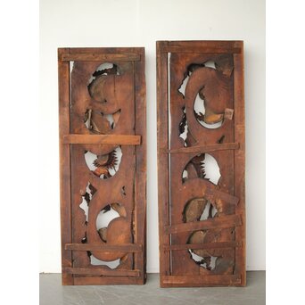 寺院彫刻金彩木彫欄間 龍 2枚1組　R0373 ウラ