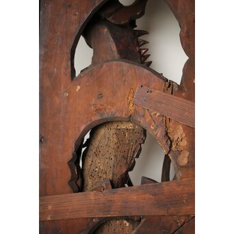 寺院彫刻金彩木彫欄間 龍 2枚1組　R0373 残念ながら虫食い跡あり