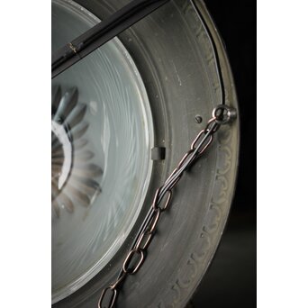 大きな切子半球照明　A087 縁にチェーンが3点で　取り付けてあります