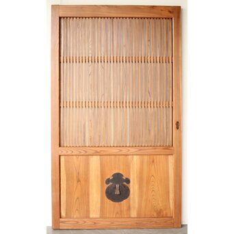 総欅 釘無格子蔵戸　W0135Y