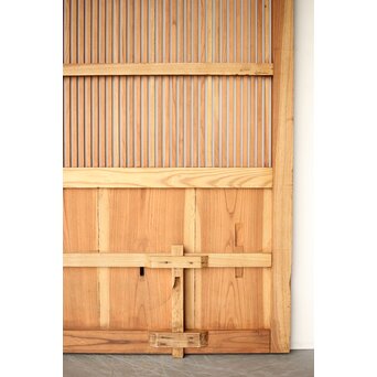 総欅 釘無格子蔵戸　W0135Y 