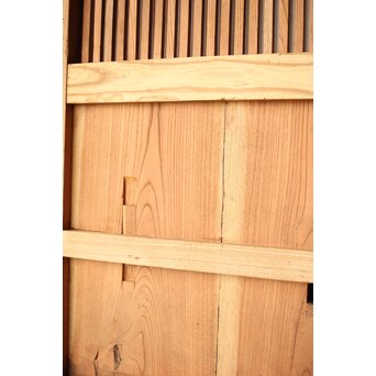 総欅 釘無格子蔵戸　W0135Y 