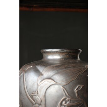 在銘 蘭 純銀打出花瓶　M393 