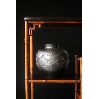 在銘 蘭 純銀打出花瓶　M393 