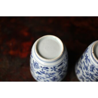 古伊万里 唐草漢詩 煎茶碗 5客1組　P444 