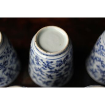 古伊万里 唐草漢詩 煎茶碗 5客1組　P444 