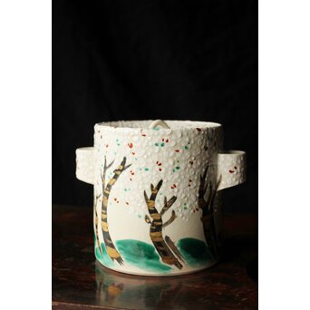 白井半七 桜 水指 共箱 替蓋　P445 