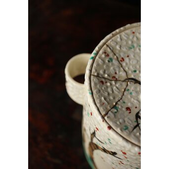 白井半七 桜 水指 共箱 替蓋　P445 