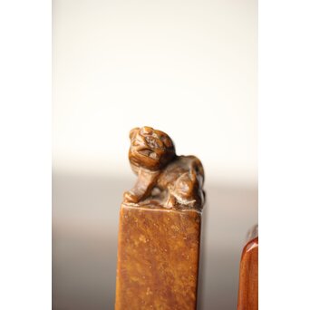 篆刻家 石川蘭八 中村蘭台 印材 2点1組 師弟同字刻印「徳」 U341 