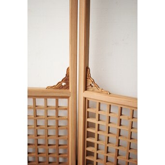 寧楽鳳嶽 川崎鳳嶽  風炉先屏風 捻組格子 吉野杉伐造　X434 