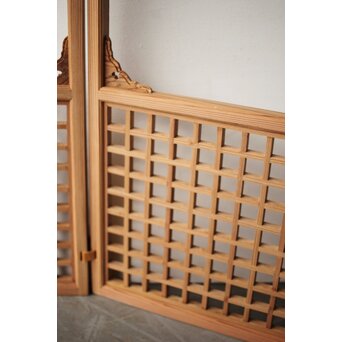 寧楽鳳嶽 川崎鳳嶽  風炉先屏風 捻組格子 吉野杉伐造　X434 