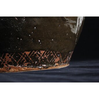 浜田庄司 大作 掛分火鉢 共箱　P446 