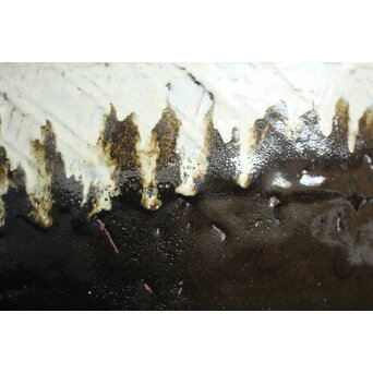 浜田庄司 大作 掛分火鉢 共箱　P446 