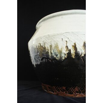 浜田庄司 大作 掛分火鉢 共箱　P446 