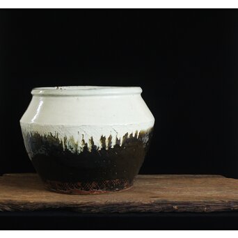 浜田庄司 大作 掛分火鉢 共箱　P446