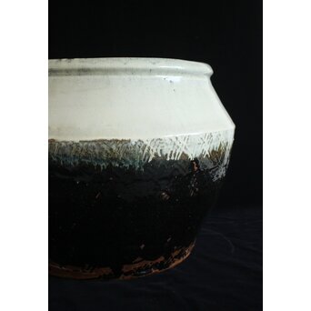 浜田庄司 大作 掛分火鉢 共箱　P446 