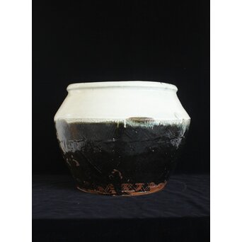 浜田庄司 大作 掛分火鉢 共箱　P446 