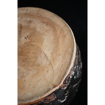 浜田庄司 大作 掛分火鉢 共箱　P446 