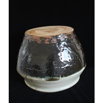 浜田庄司 大作 掛分火鉢 共箱　P446 