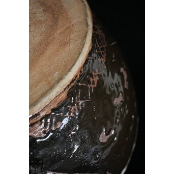 浜田庄司 大作 掛分火鉢 共箱　P446 