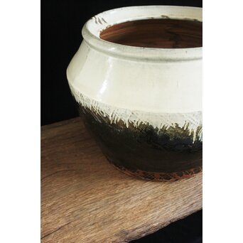 浜田庄司 大作 掛分火鉢 共箱　P446 