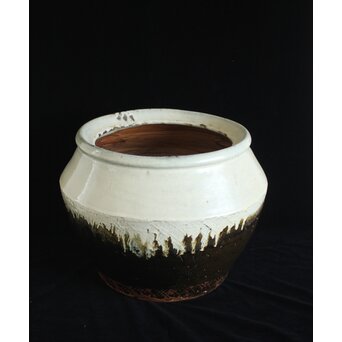 浜田庄司 大作 掛分火鉢 共箱　P446 