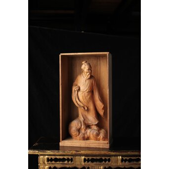 太田南海 桃仙人 木彫像　X438 