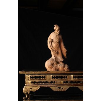 太田南海 桃仙人 木彫像　X438 