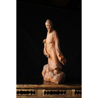 太田南海 桃仙人 木彫像　X438 