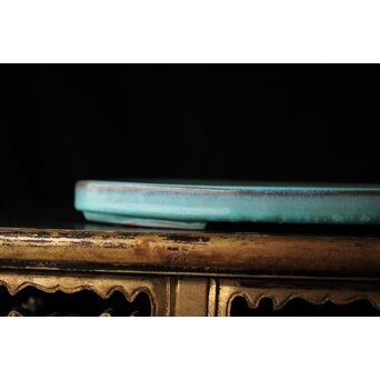 名鉢作家 植松陶翠 瑠璃釉切立切足 水盤　P447 