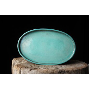 名鉢作家 植松陶翠 瑠璃釉切立切足 水盤　P447 