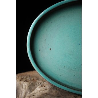 名鉢作家 植松陶翠 瑠璃釉切立切足 水盤　P447 