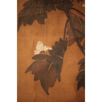 女流画家 桜井雪保 南画風花鳥図 絹本軸装　Z475 