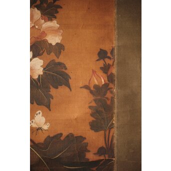 女流画家 桜井雪保 南画風花鳥図 絹本軸装　Z475 