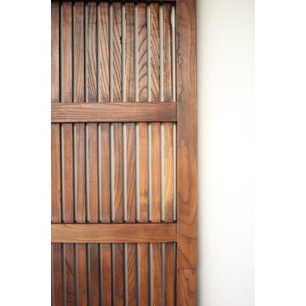 巾着金具 総欅 格子蔵戸　W0137YD 格子を3段に分けた　手の込んだ作り