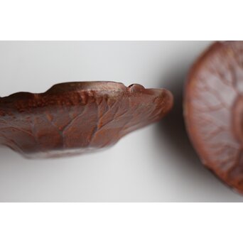 倣 本間琢斎 蓮葉に蛙 茶托 五客　M397 