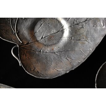 三代 本間琢斎 秋海棠 鋳錫茶托 七客 六代琢斎識箱　M402 