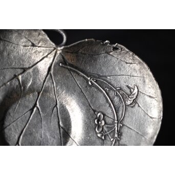 三代 本間琢斎 秋海棠 鋳錫茶托 七客 六代琢斎識箱　M402 