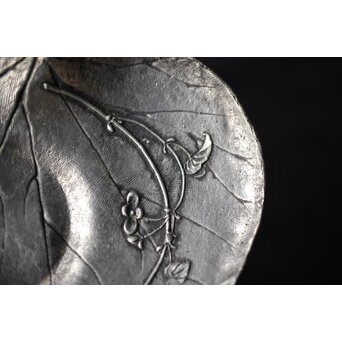 三代 本間琢斎 秋海棠 鋳錫茶托 七客 六代琢斎識箱　M402 