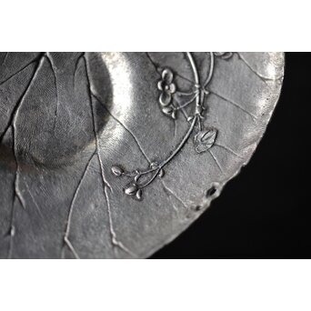 三代 本間琢斎 秋海棠 鋳錫茶托 七客 六代琢斎識箱　M402 