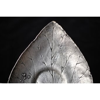 三代 本間琢斎 秋海棠 鋳錫茶托 七客 六代琢斎識箱　M402 