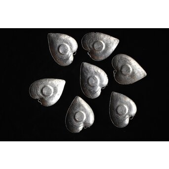 三代 本間琢斎 秋海棠 鋳錫茶托 七客 六代琢斎識箱　M402 